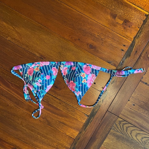 Floral Strips high waist Bikini Size large NWT - Picture 3 of 6